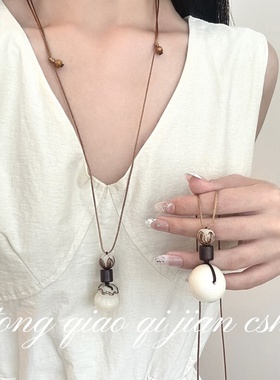 新中式复古民族风禅意长款毛衣链