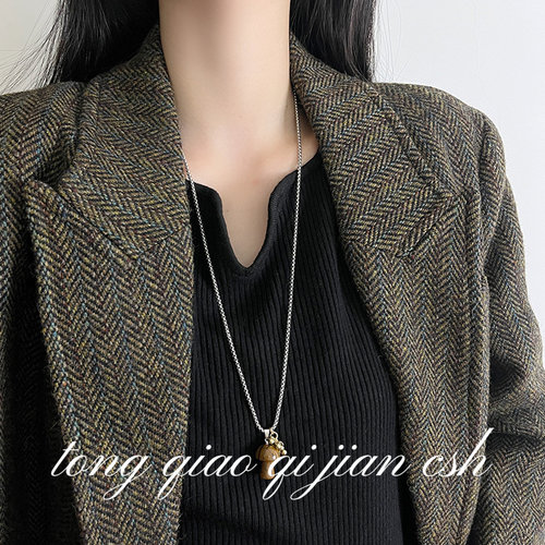 小金珠葡萄串长款毛衣链高级感