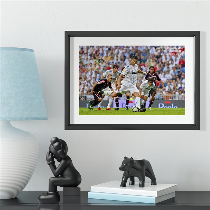皇马C罗亮相伯纳乌实木装饰相框照片墙桌摆挂框摆件酒吧壁画