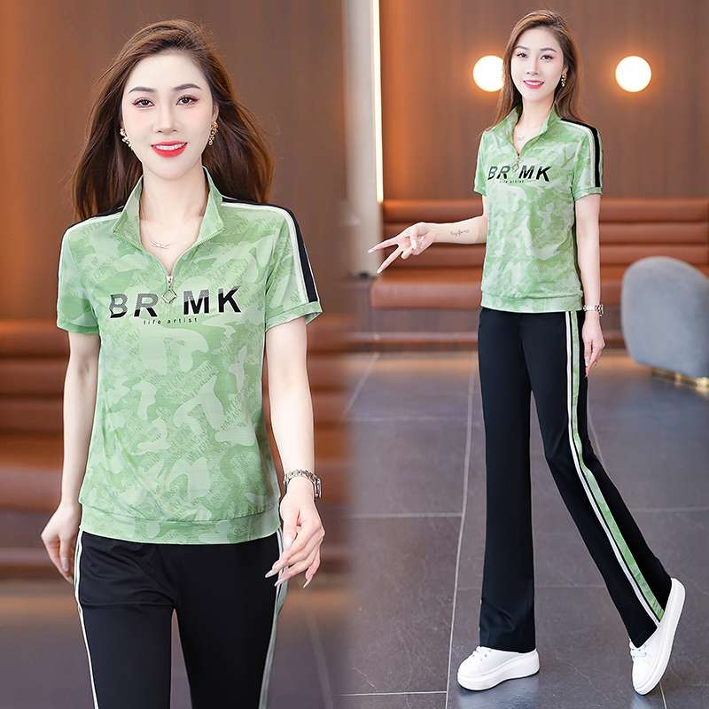 气质减龄纯棉妈妈套装女士夏季运其它元器件