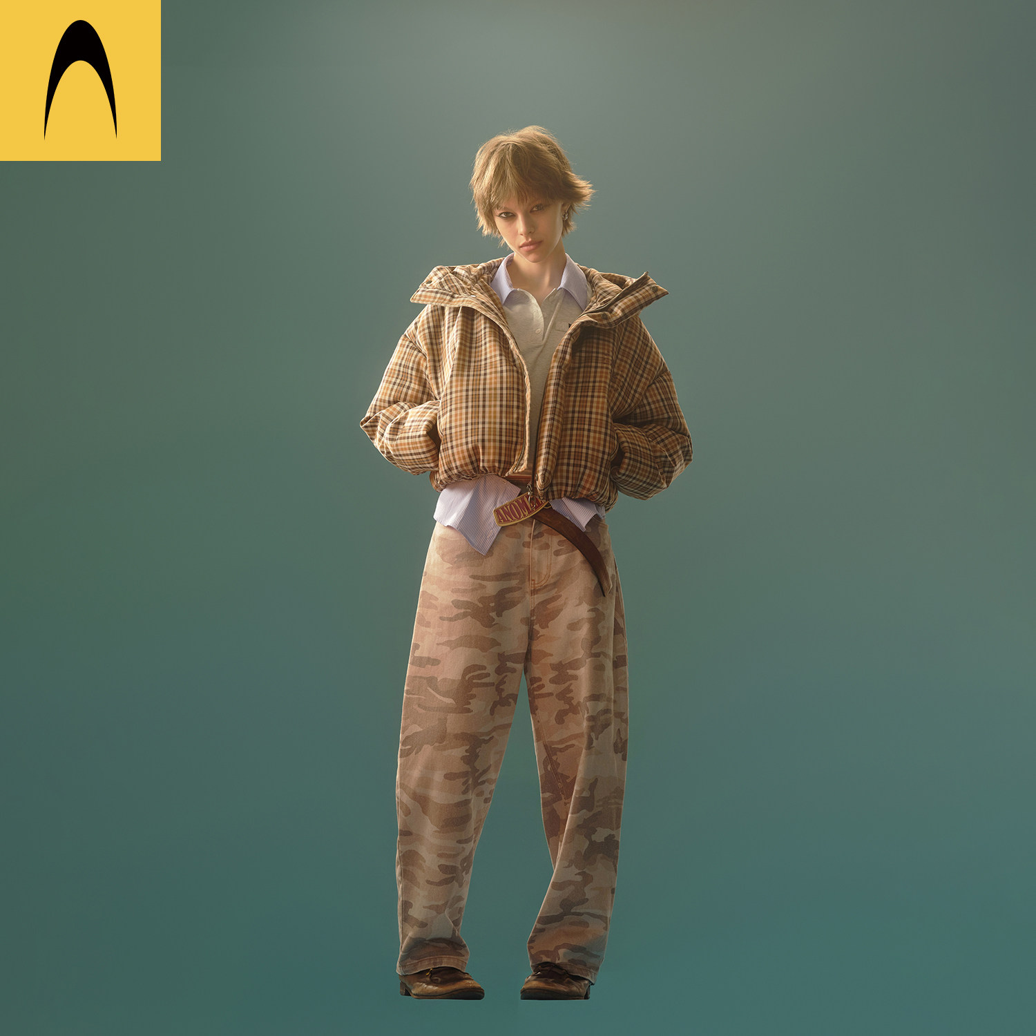 明星同款Anomalies Department格纹羽绒服外套组合BOYNEXTDOOR