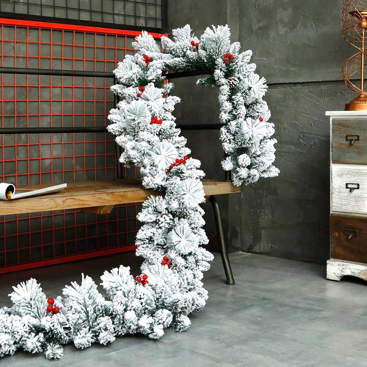 圣诞节装饰藤条白色植绒2.7米酒店商场门头楼梯扶手松针套餐摆件,电子元器件市场,其它元器件,淘宝优惠券,粉丝福利购,淘宝优惠卷