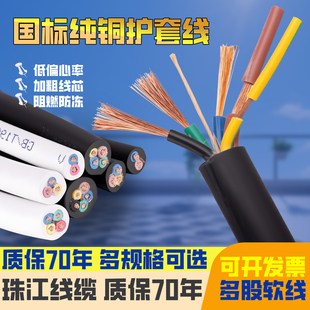 国标珠江软电线2芯3芯1.5 6平电动车充电延长家用户外三相电缆线
