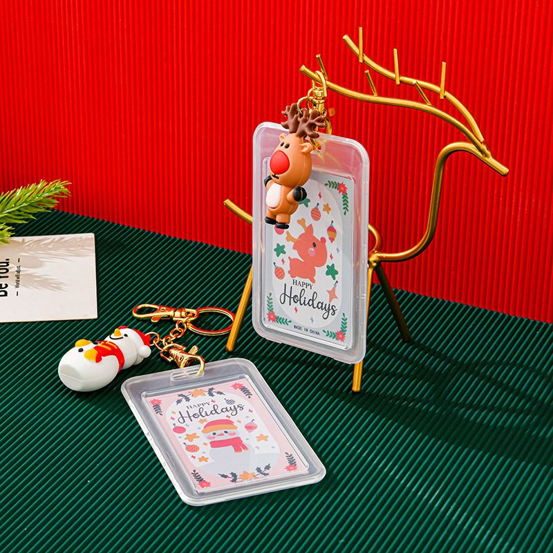 跨境圣诞硅胶卡套防水透明学生证