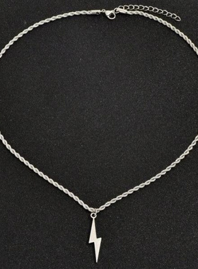 欧美小众设计闪电项链嘻哈风毛衣