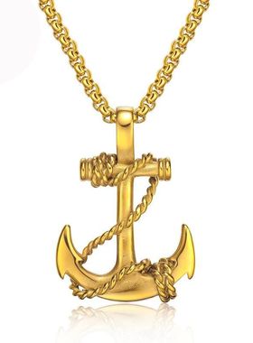 网红船锚吊坠男士项链