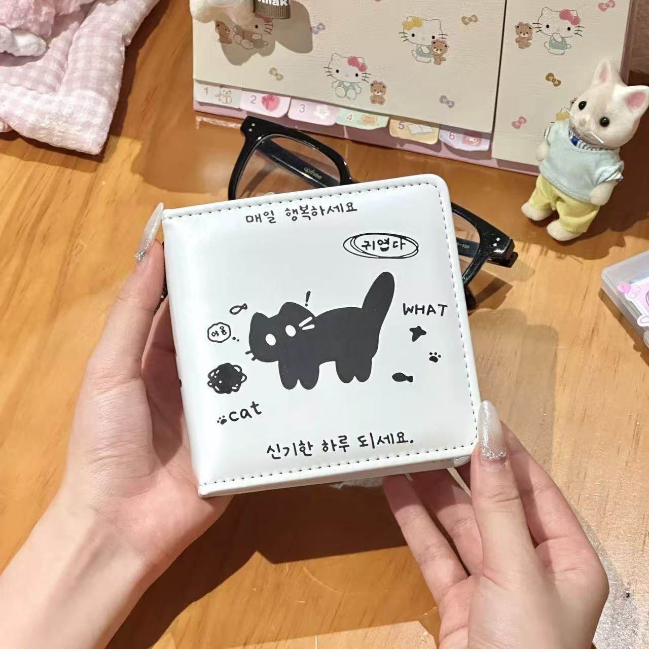 简约黑白小猫皮质拍立得三寸卡册