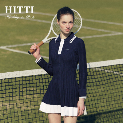 Hitti绞花褶裥连衣裙女士百搭户外运动高尔夫网球裙2026春夏-29