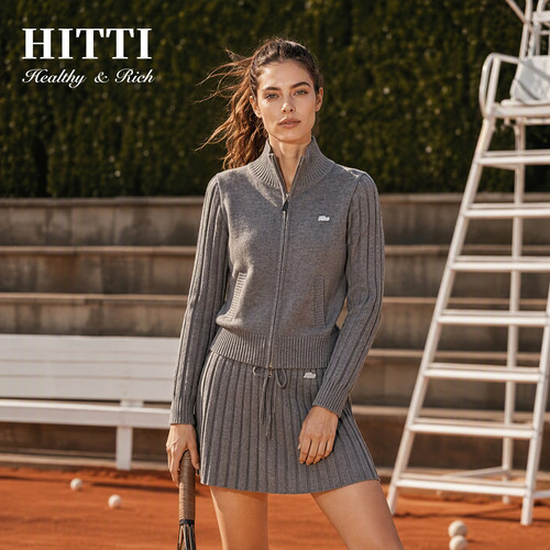 Hitti新款立领拉链针织衫网球高尔夫运动针织衫套装-02