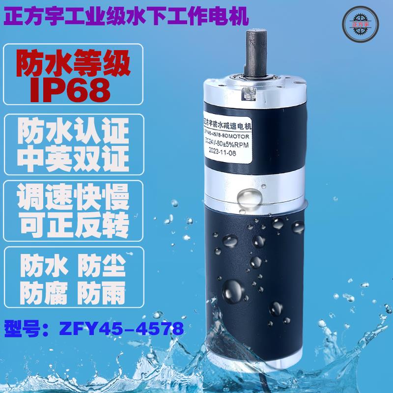 45行星IP68防水电机防尘防腐水下直流减速正反转调速防油24V电机