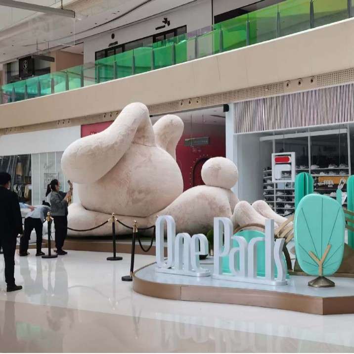 玻璃钢植绒雕塑公仔贴毛娃娃工艺品大型贴毛动物公仔制作厂家中式