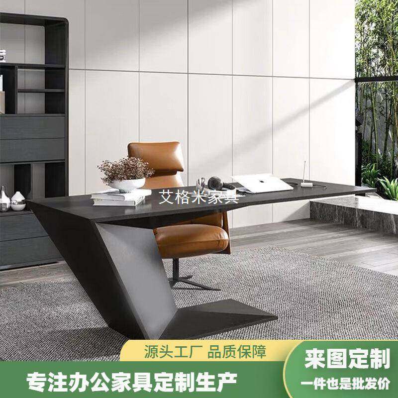 老板办公桌电脑桌单人简约工作台异形烤漆桌时尚工作桌医美咨询桌