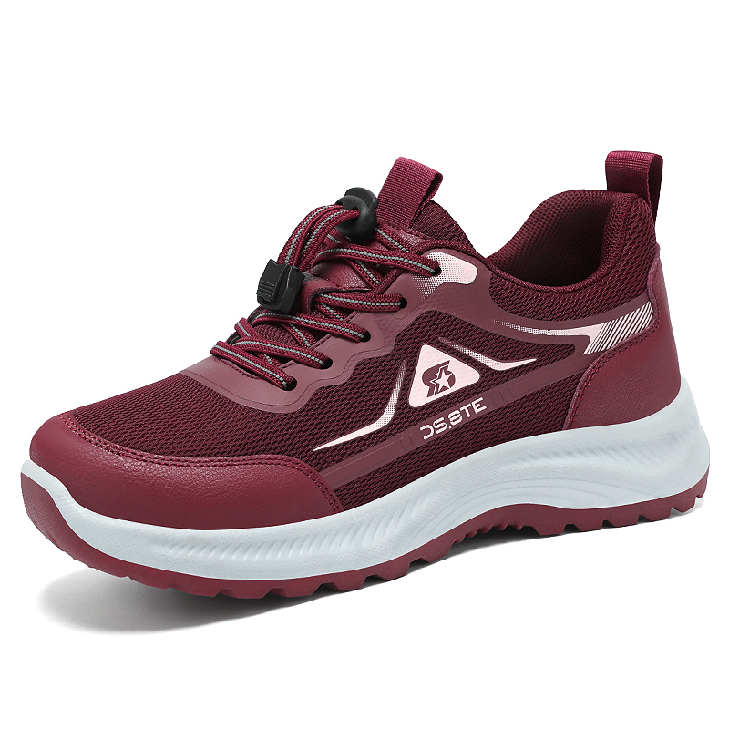 双星妈妈鞋旅游鞋女时尚百搭休闲轻便运动鞋健步鞋中老年红色鞋子