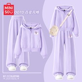 2026新款 春装 连帽女大童外套春季 迪士尼女童套装 洋气儿童衣服裤 子