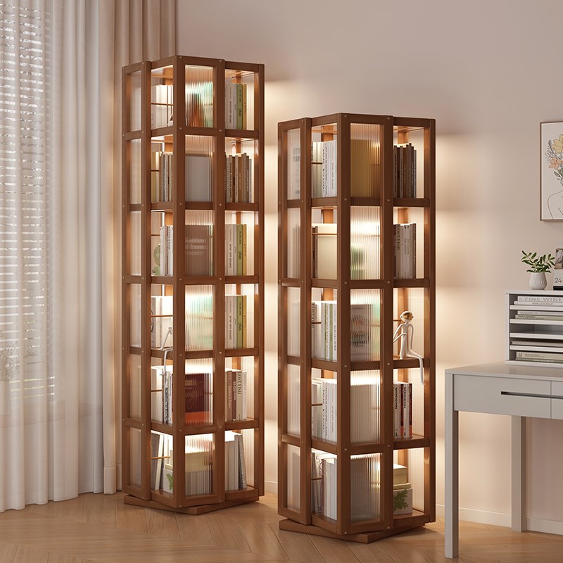 旋转书架展示架收纳置物架儿童落地圆形不占空大容量X客厅收纳神