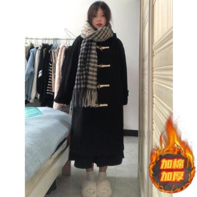 牛角扣黑色呢子大衣女2025秋冬季新款毛呢外套高级感小个子超好看