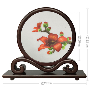 广绣粤绣面绣台屏纯手工刺绣小屏风木棉广州特色工艺品