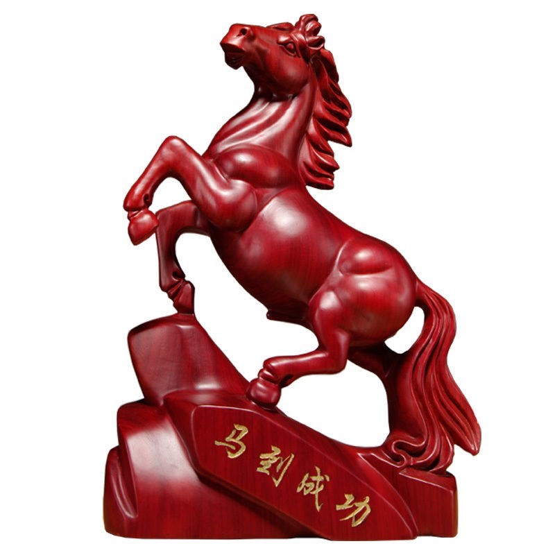 红木雕刻马摆件实木质黑檀跃马到成功红花梨属马办公室工艺品送礼