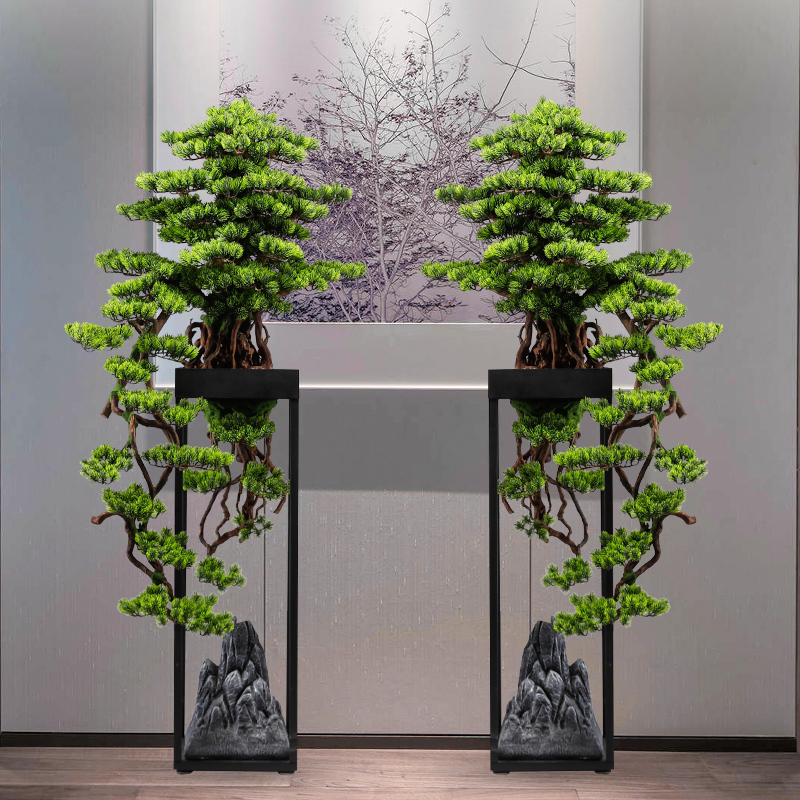 迎客松仿真大型摆件假树客厅餐厅酒店玄关过道办公室落地绿植盆景