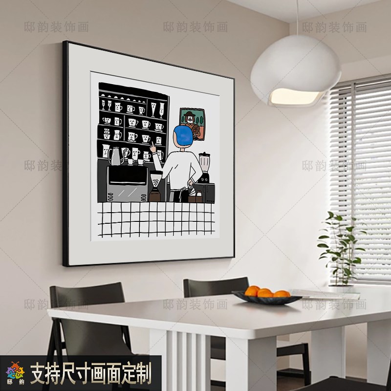 民宿酒店儿童卡通装饰p画现代简约卧室房间壁画餐厅正方形软装挂图片