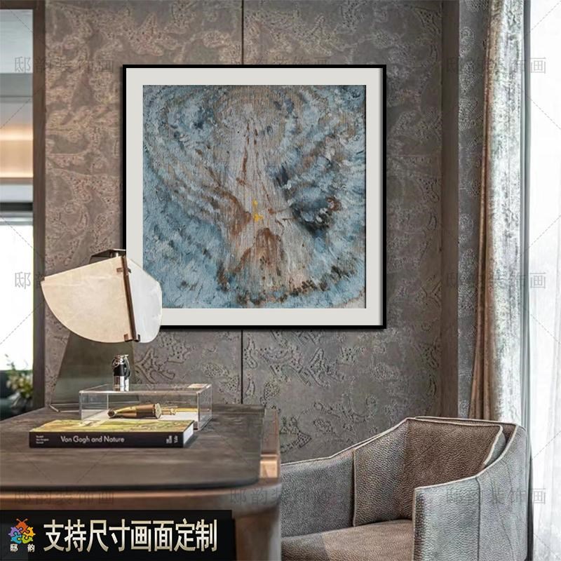 正方形餐厅饭厅抽象挂画民宿酒A店床头晶瓷画样板间现代装饰画定图片