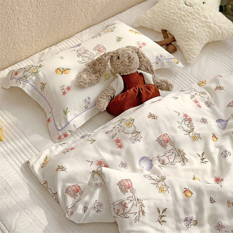 A类竹棉纤维双层纱儿童被套s单件120150幼儿园被罩150200