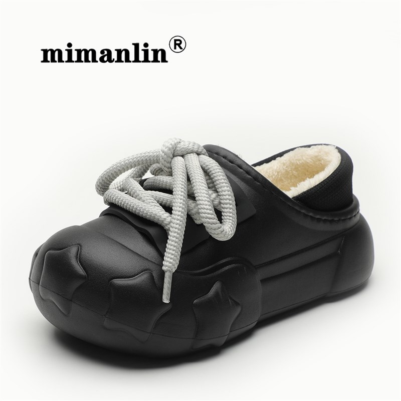 秋冬季大头厚底情侣棉拖鞋秋v冬季男女外穿加绒包跟保暖棉鞋雪地