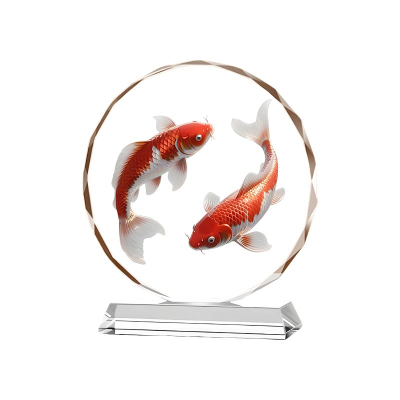 锦鲤年年有余水晶摆件客厅玄关乔迁开业送礼招财R酒柜镇宅工艺摆