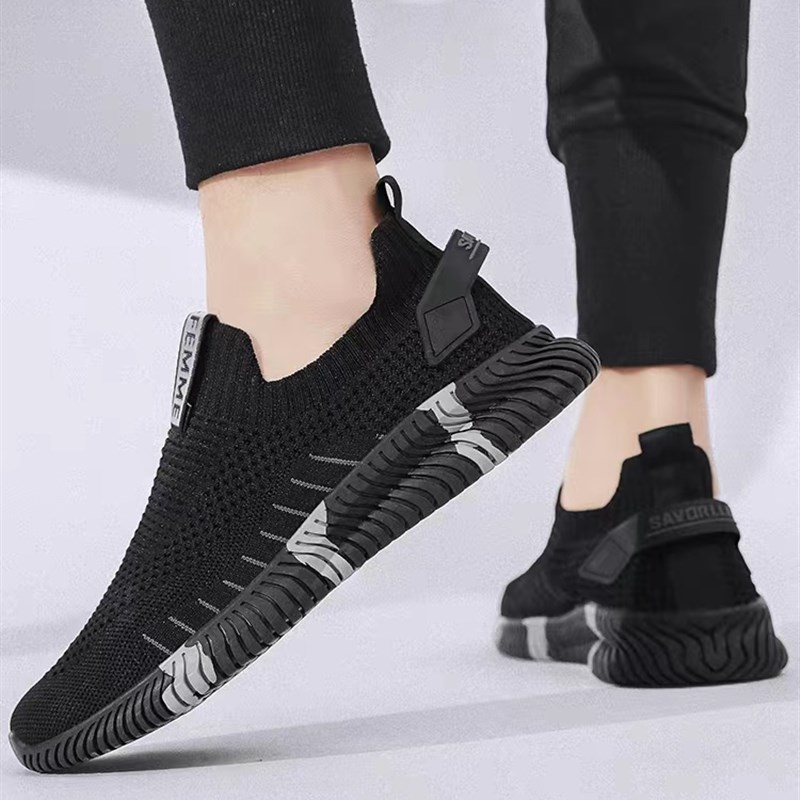 夏季2025款男鞋一脚蹬透气y网面休闲鞋潮流百搭轻便防滑运动男鞋