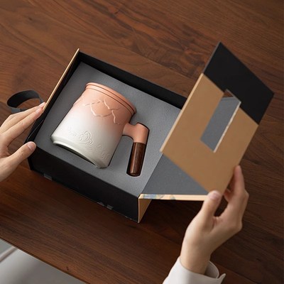 茶杯女士个人办公n室茶水分离陶瓷杯聚财主人杯送礼定制杯