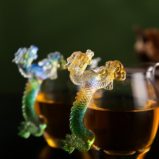 琉璃龙把手公道杯日式玻璃分x茶器耐热加厚泡茶杯茶海透明功夫茶