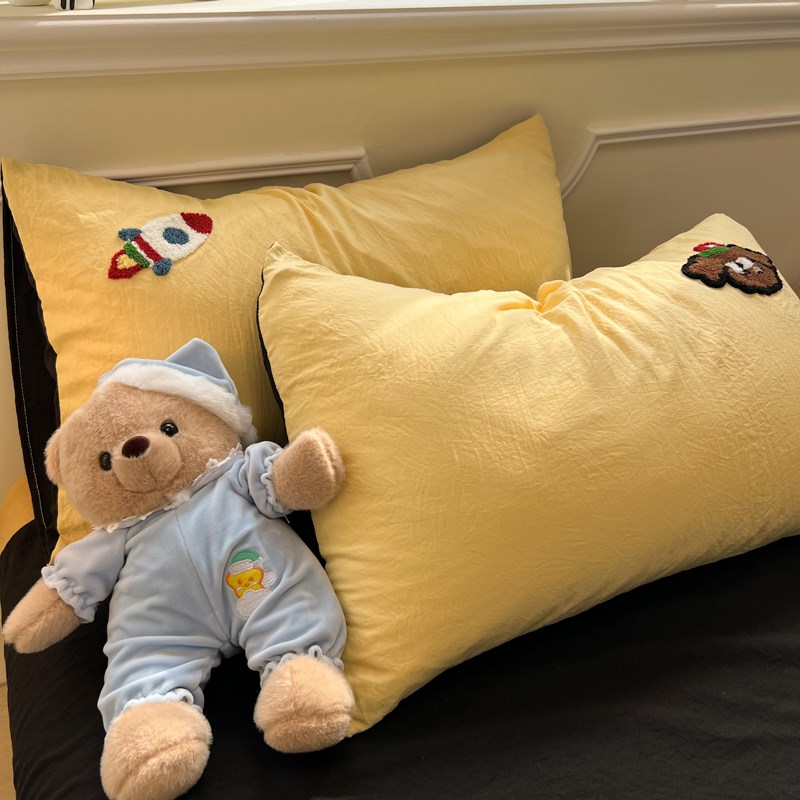 毛巾绣床上四件套水洗棉被套非全棉学生宿Q舍床单被罩三件套夏