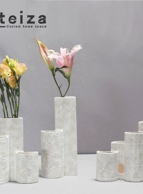 Oteizea新中式几何陶瓷花器样板间售楼处酒店博古架会客厅花瓶摆