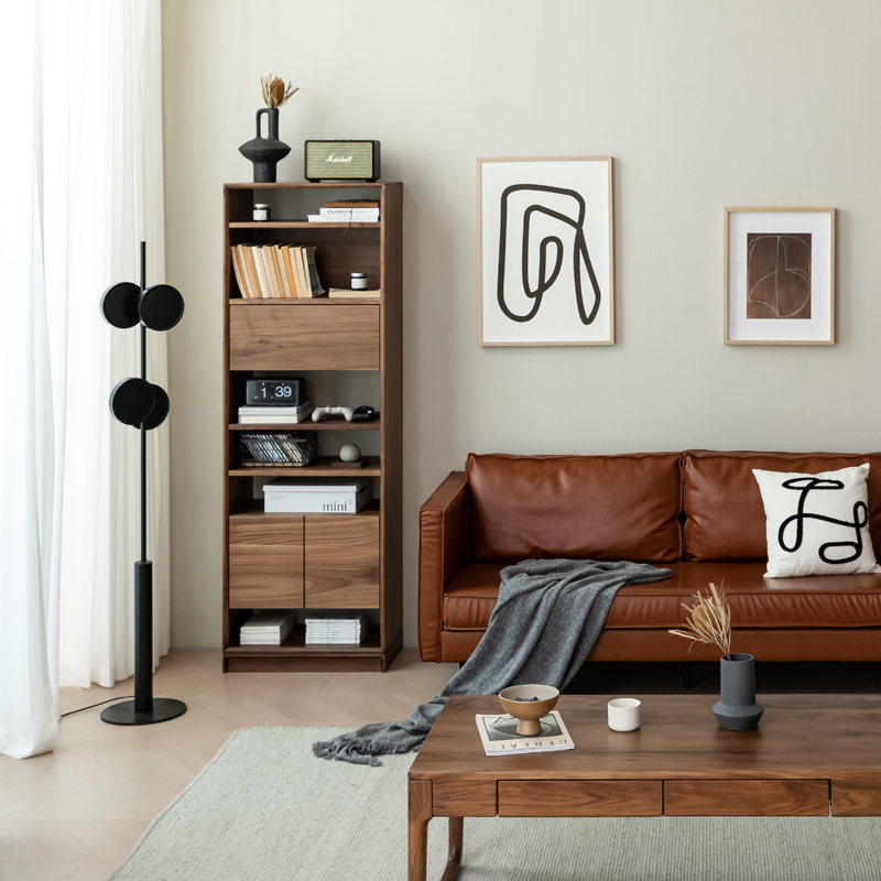 北美黑胡桃木实木书架书柜隔断z柜置物架展示柜博古架原木全实木