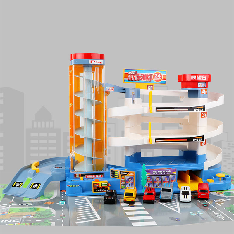 大号电动轨道汽车大楼停车场玩具宝宝F益智3-6岁男孩儿童女孩多层