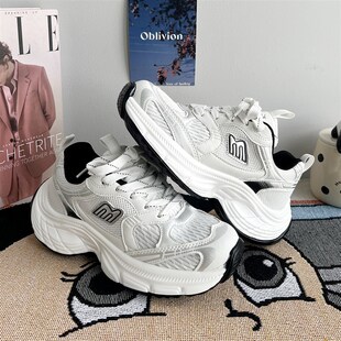 透气老爹鞋男款运动n鞋情侣新款 夏季增高休闲女百搭白色鞋子男鞋