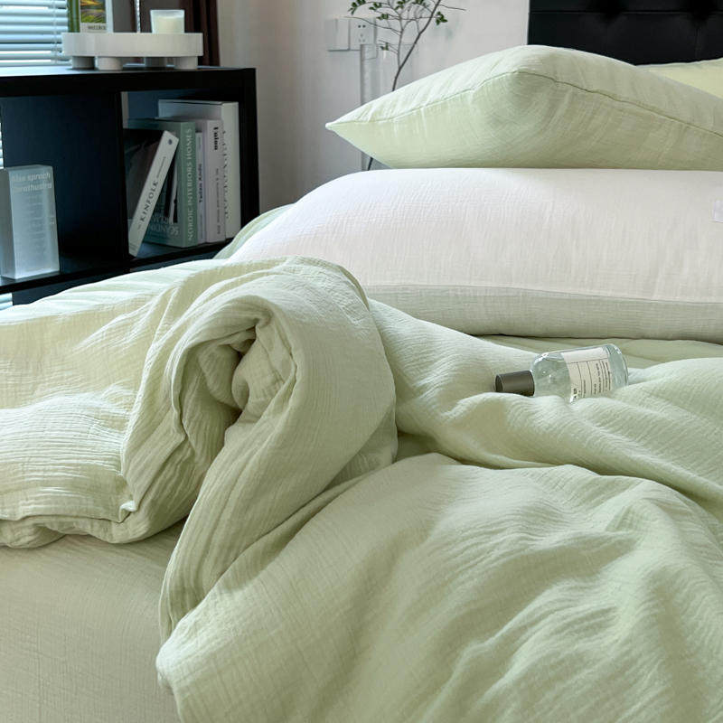 A类婴儿级e双层纱四件套100全棉裸睡床单纱布简约日式民宿床品