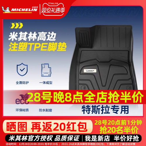 米其林特斯拉全TPE全包围脚垫