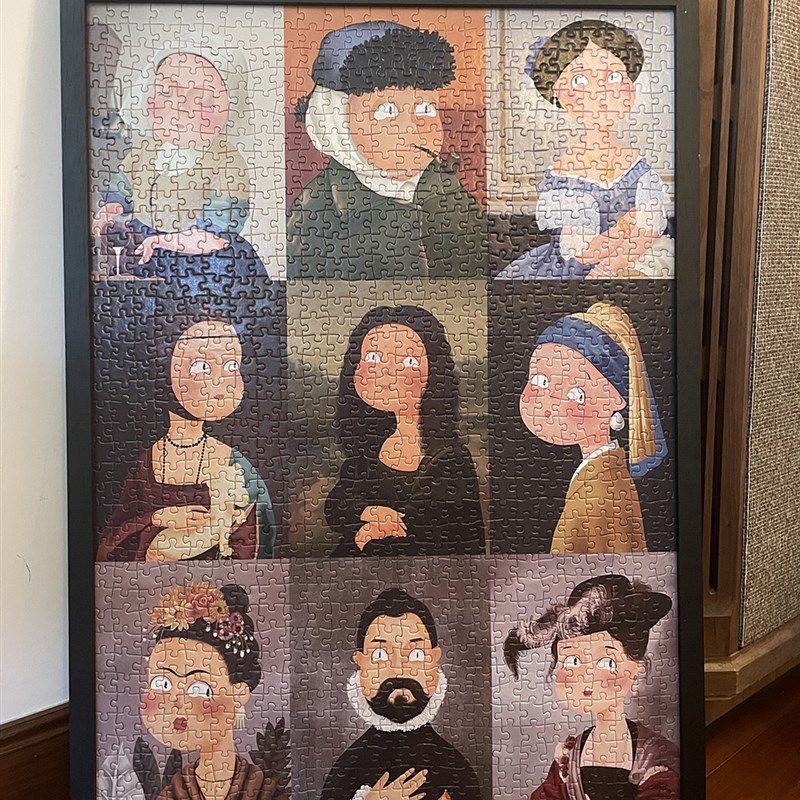 恶搞名画拼图相框浮m裱框实木拼图框1000片50*70画框简约现代,家居饰品,相框/画框,淘宝优惠券,粉丝福利购,淘宝优惠卷