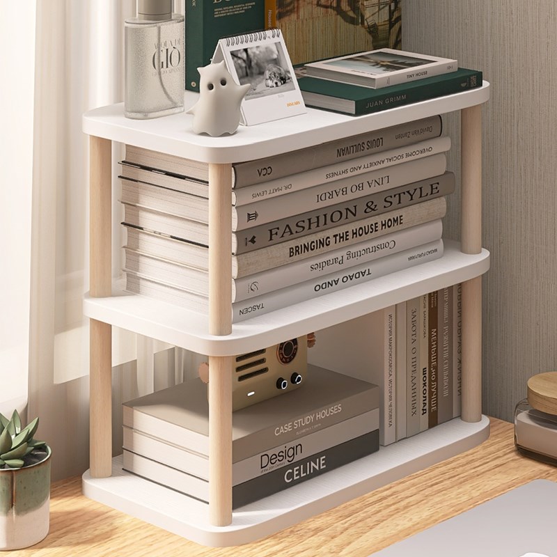 书桌收纳置物h架简易桌上多层储物办公桌分层小书架儿童实木杆简