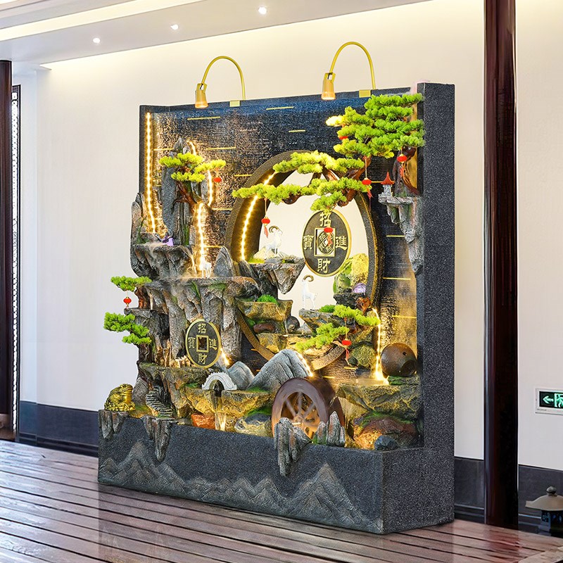 客厅招财假山流水摆件水幕墙屏风阳台装饰M喷泉水景观开业乔迁礼