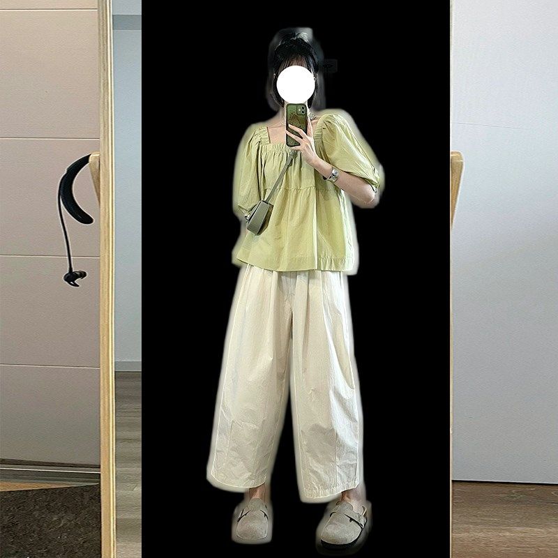 小码八分工装阔腿裤女小矮个子夏装显高搭M配休闲直筒凉凉九分裤