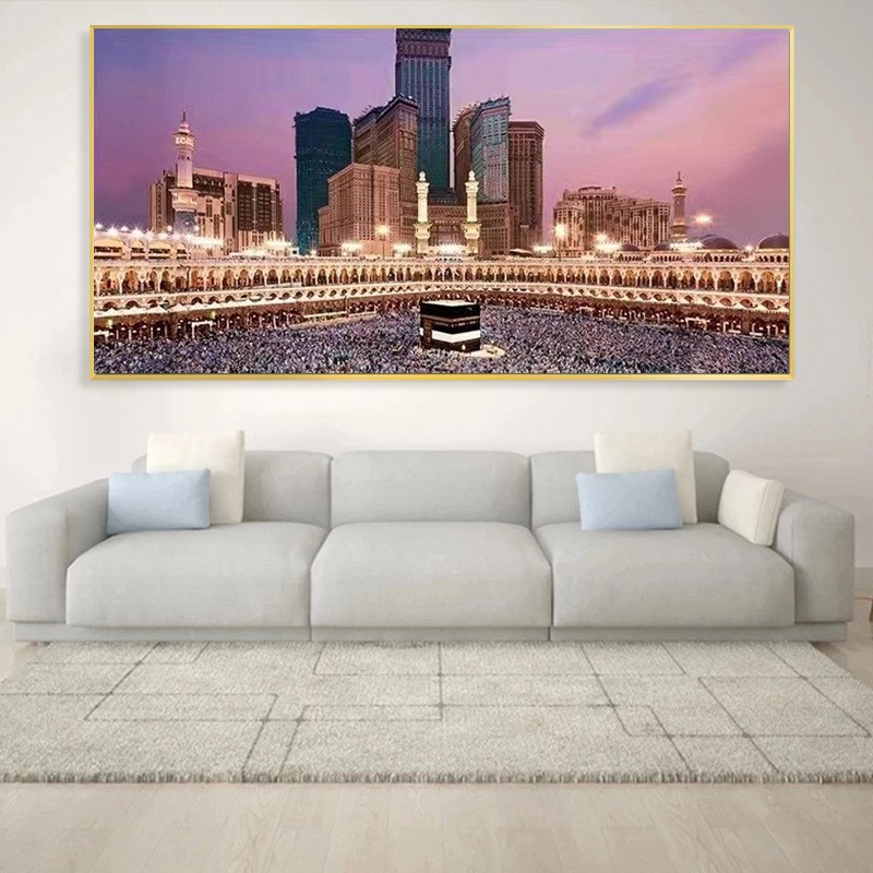 客厅沙发背景墙装饰m画现代简约建筑图案卧室床头挂画横版画晶瓷图片