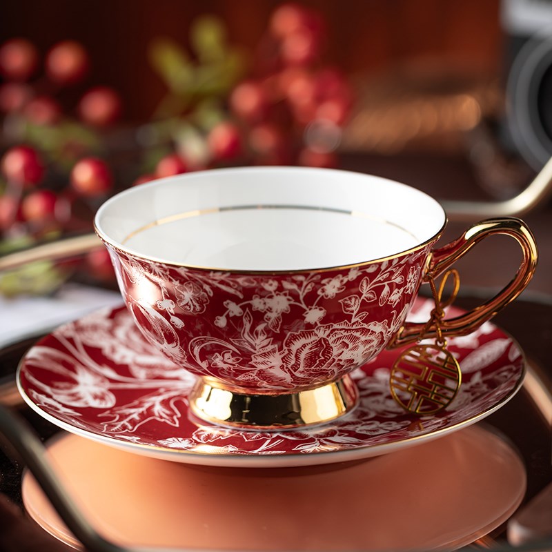 红色高颜值咖啡杯子闺蜜乔迁礼物新婚结婚L送新娘新人实用礼品套