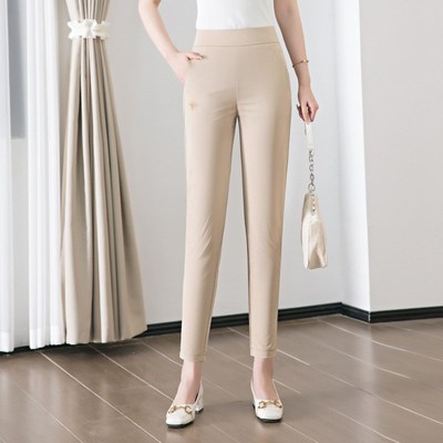 9276夏季九分外l穿打底裤宽松弹力百搭中年女裤中老年妈妈薄款春