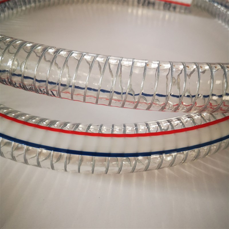 pvc钢丝e软管水管透明螺旋增强软管加厚油管水管一寸4分钢丝塑料