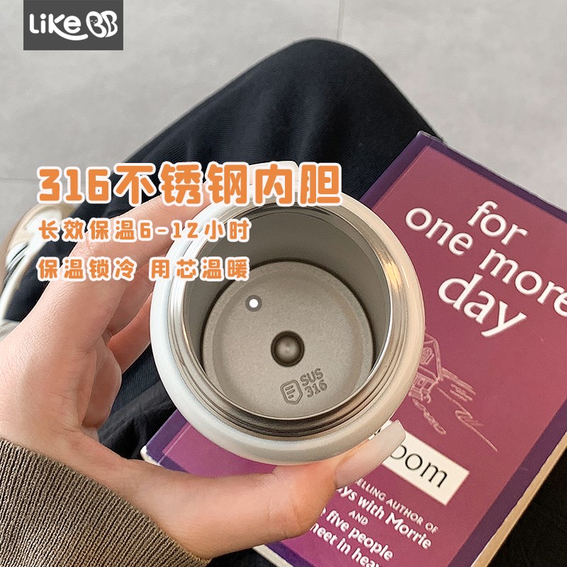 简约保温杯女生大容量水杯女新款2D024高颜值男士商务吸管杯子