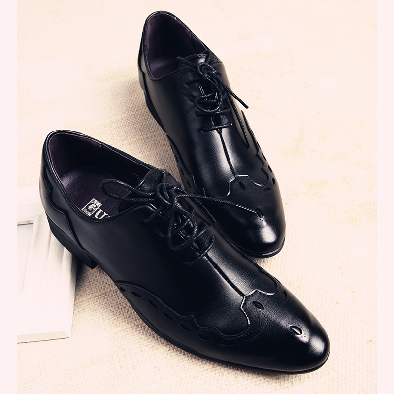 英伦尖头潮男小皮鞋韩版潮t流男黑色商务正装休闲鞋青年发型师鞋