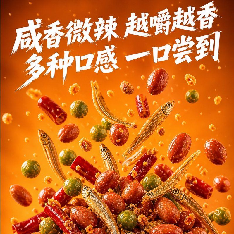 小鱼花生米网红下酒菜开袋即食香酥麻辣红皮五香辣下酒休闲零食