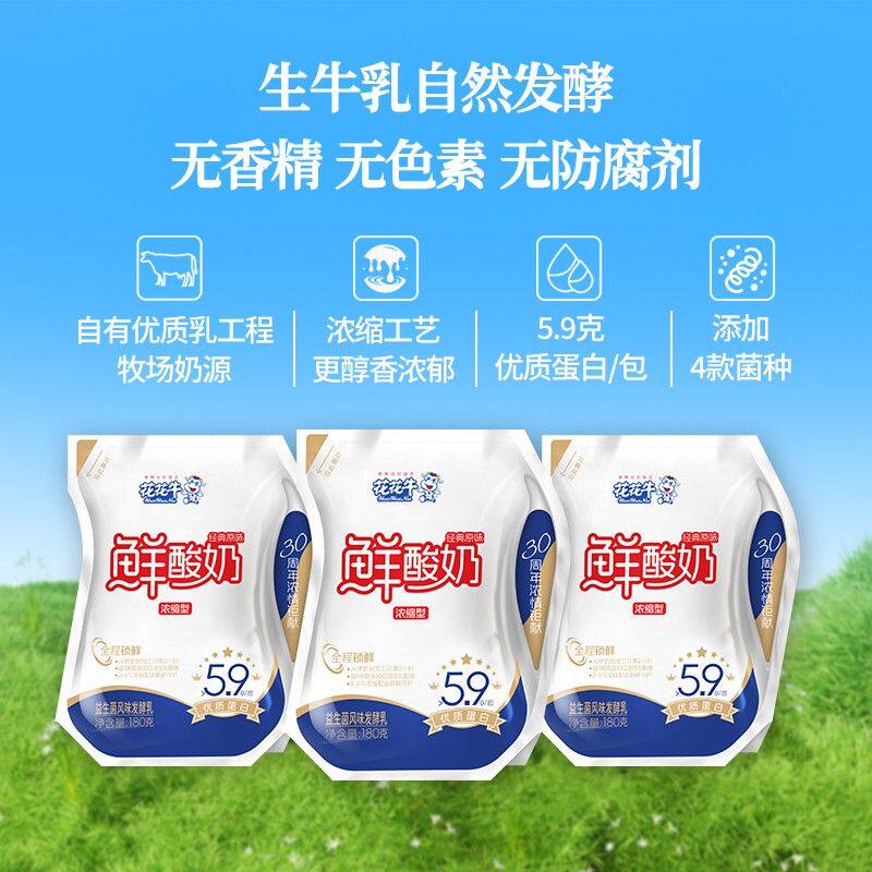 【花花牛】鲜酸奶鲜奶发酵含5.9克优质蛋白夏季饮用酸奶180g*10包